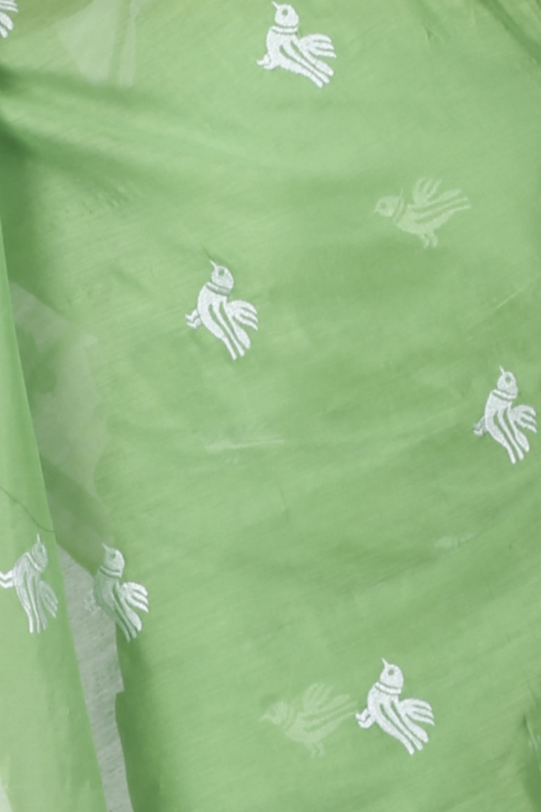 Green Blended Cotton Thulasi Hand Loom Saree (1191)